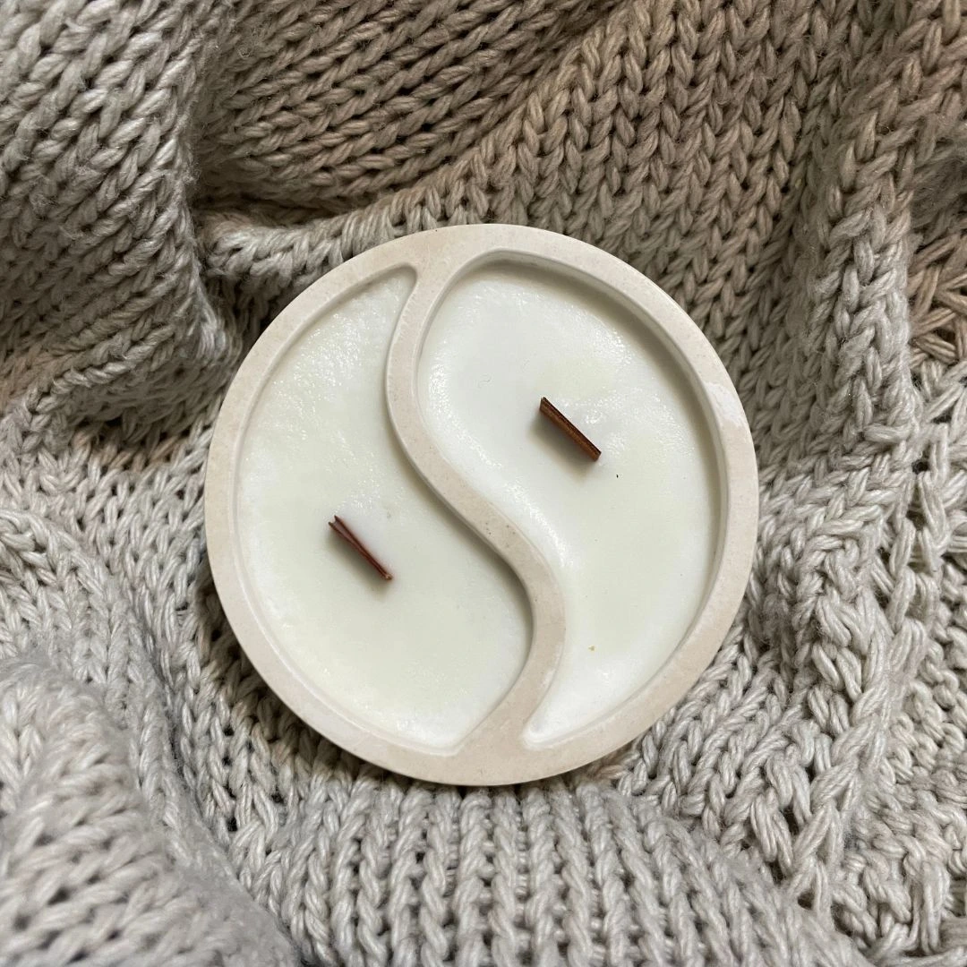 🌿 Yin–Yang Dupla Gyertya – Zöld tea & bambusz illattal - Image 2